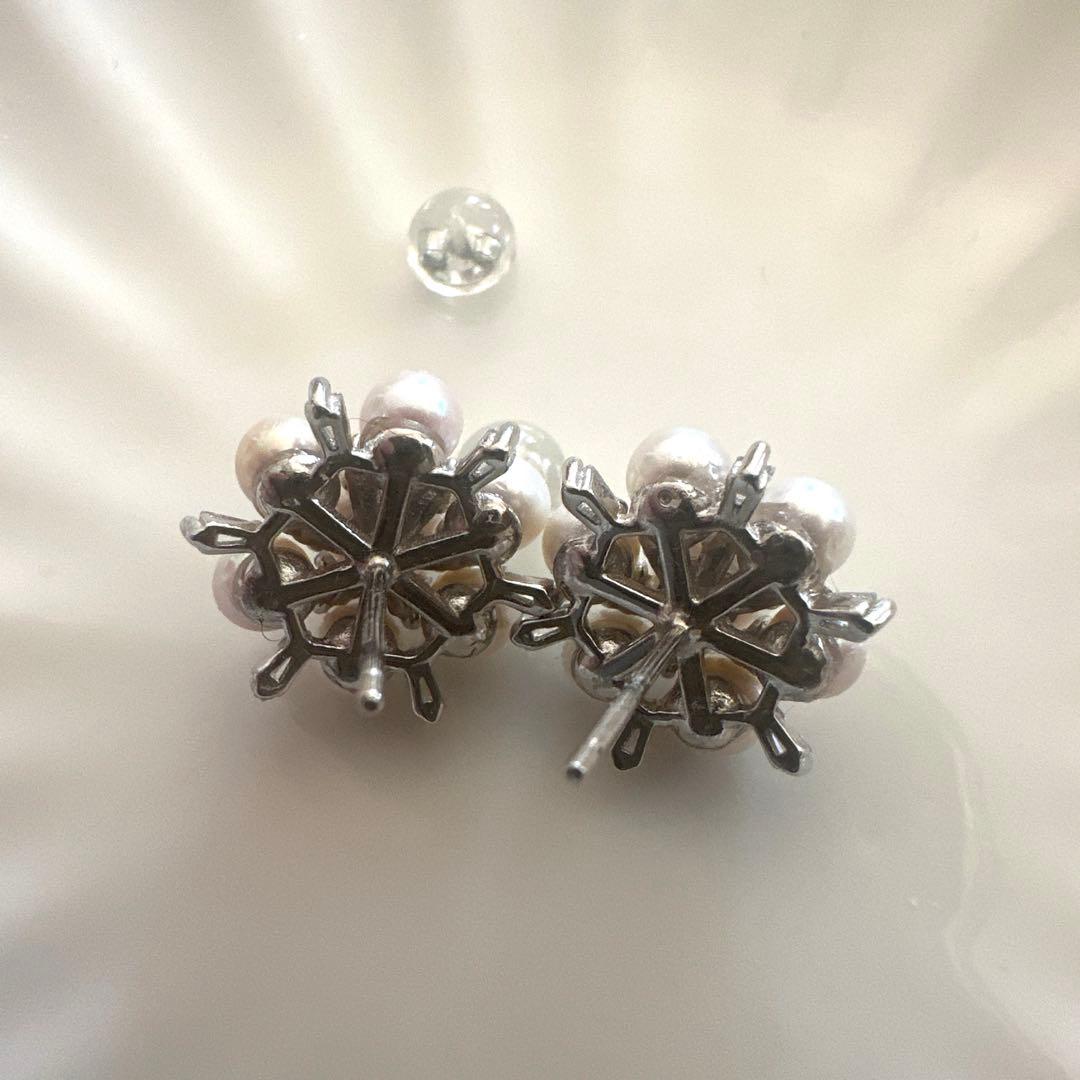 #B355 約6mmと4mm天然淡水本真珠ピアス　シルバー925金具