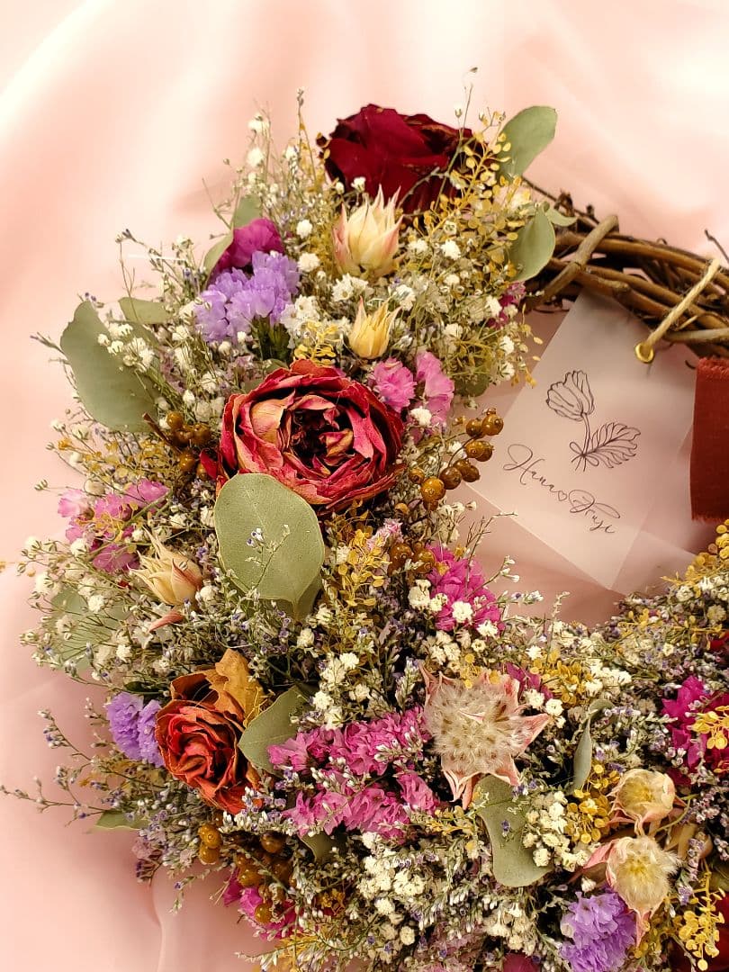 アンティーク薔薇のドライフラワーリース♡
