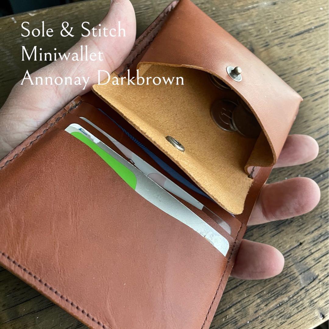 Sole & Stitch◆靴屋が作る革小物◆三つ折りウォレット／カーフブラウン