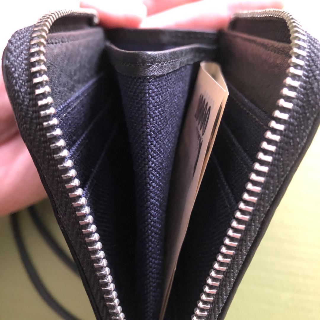 WAKU ネックウォレット コンパクト 財布 黒 ブラック レザー 革 小さい