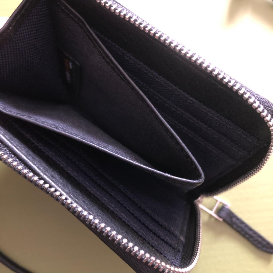 WAKU ネックウォレット コンパクト 財布 黒 ブラック レザー 革 小さい