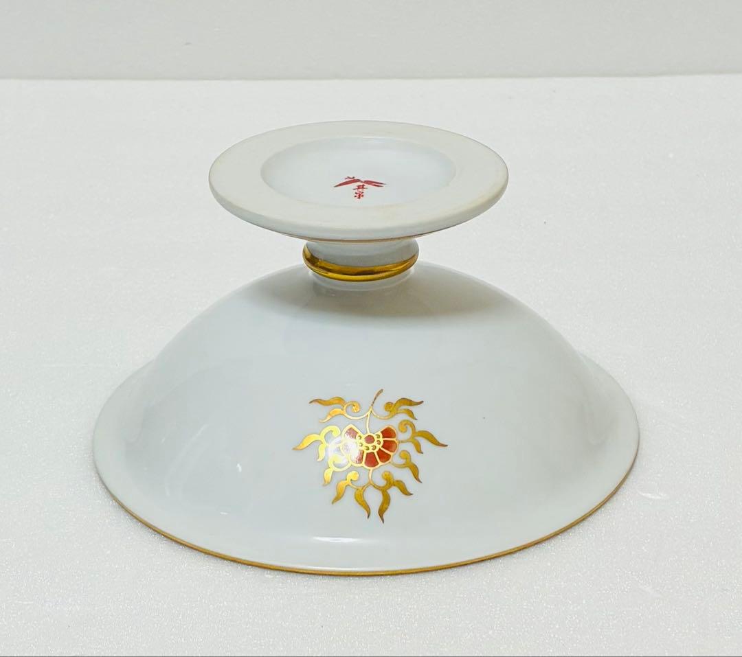 有田焼 賞美堂 其泉窯 黒外濃金松海鳳凰唐草文 明治香蘭社意匠 コンポート