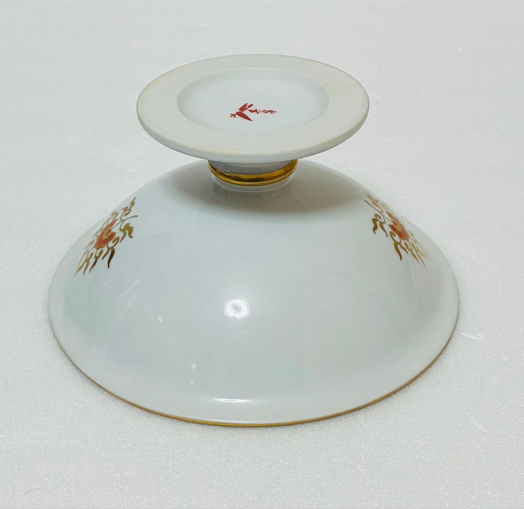 有田焼 賞美堂 其泉窯 黒外濃金松海鳳凰唐草文 明治香蘭社意匠 コンポート