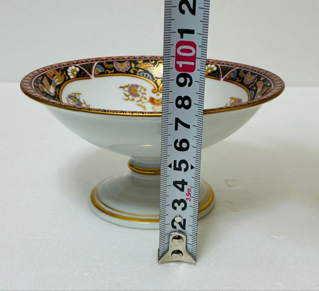 有田焼 賞美堂 其泉窯 黒外濃金松海鳳凰唐草文 明治香蘭社意匠 コンポート