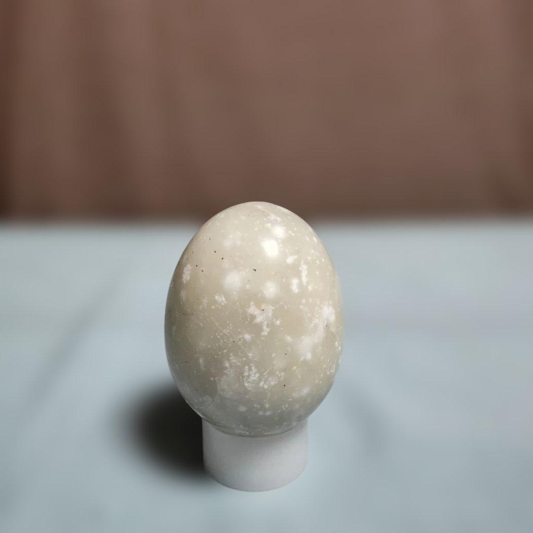 中国製木根っ子造形獅子型小物入れ+おまけ白石卵(エッグ) 縁起物・アンティーク