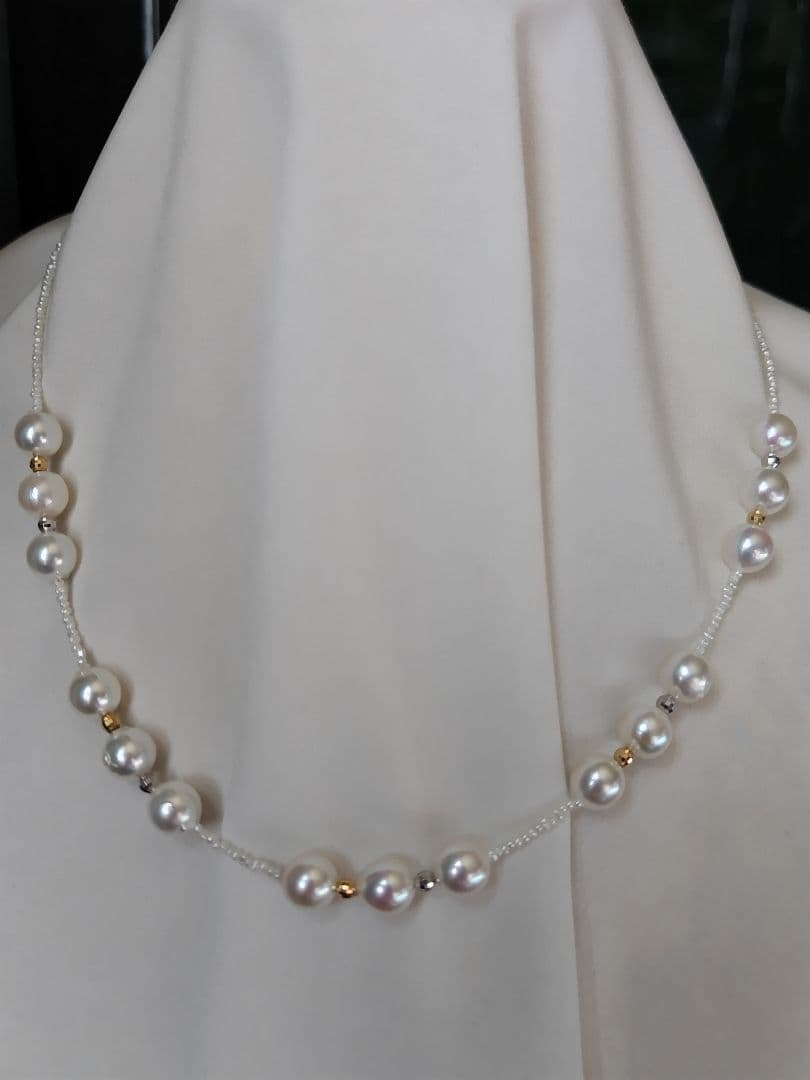 アコヤ真珠、あこや砂芥子パールのオメガ風ネックレス