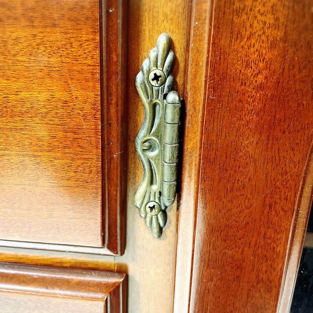 送料込 YAIRI キャビネット サイドボード 木製 ガラス扉 収納家具 レトロ