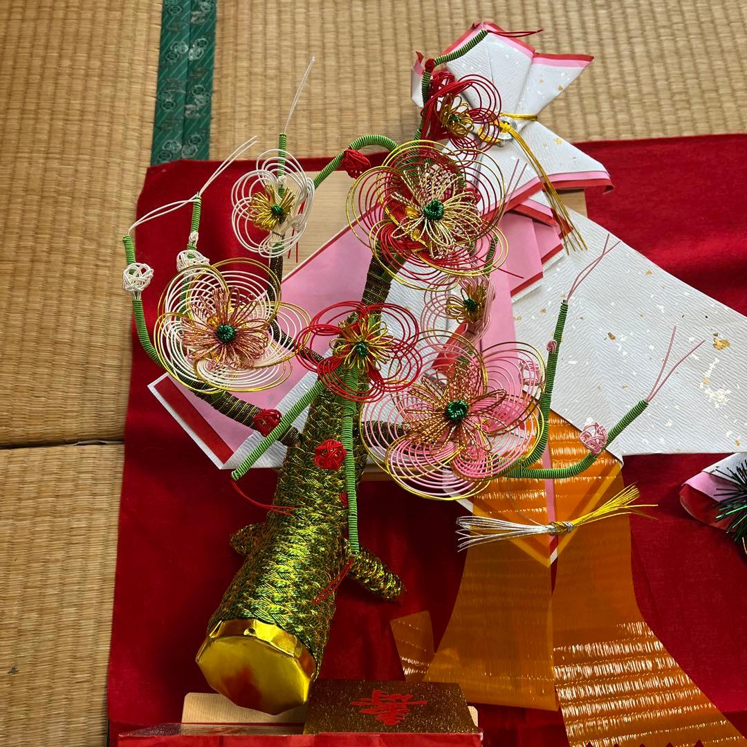 【バラ可】結納セット　水引　和風　インテリア　置物　鶴　亀　松竹梅　祝い事