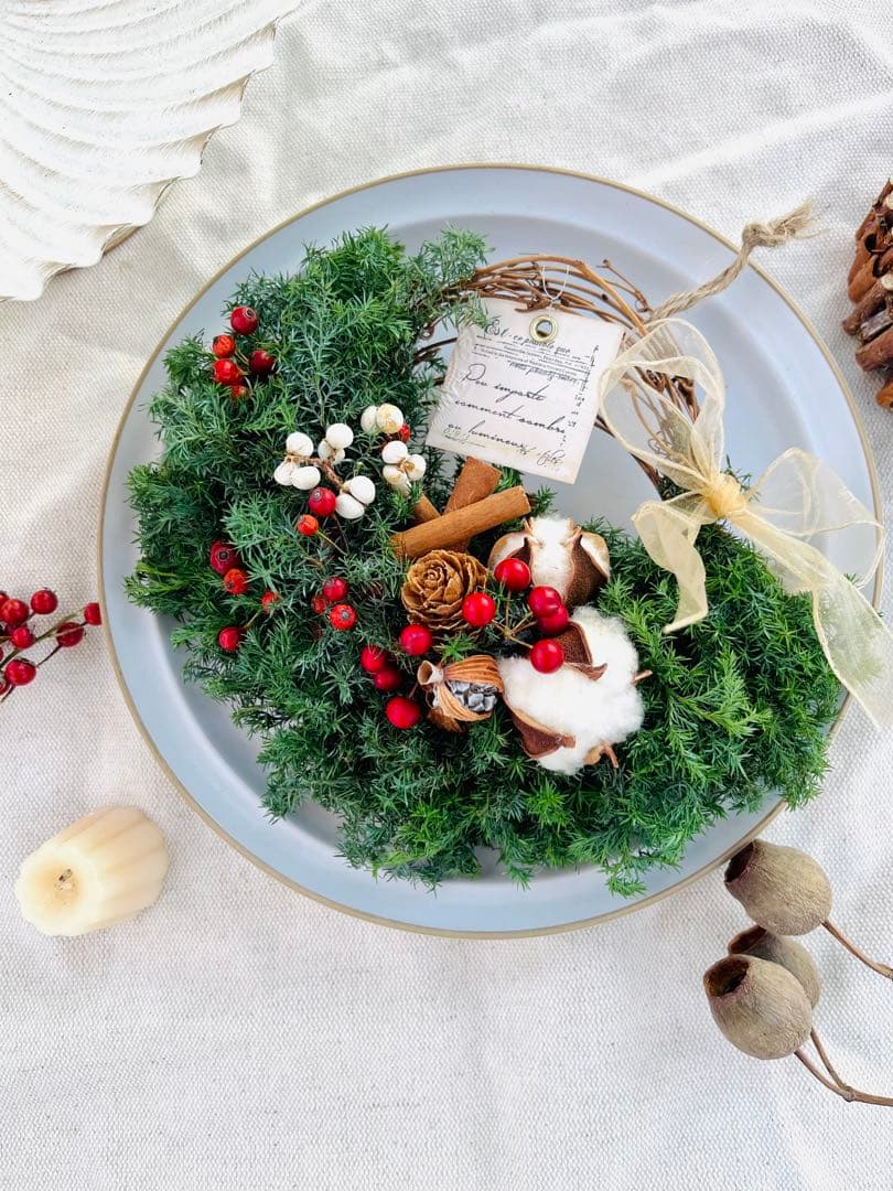 リース　クリスマス　クリスマスリース　ドライフラワー　しめ縄　クリスマスツリー