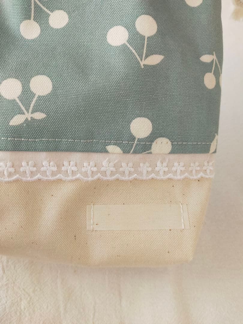 さくらんぼの入園入学セットハンドメイド　通園バッグ　上靴袋　給食袋　着替え袋　青