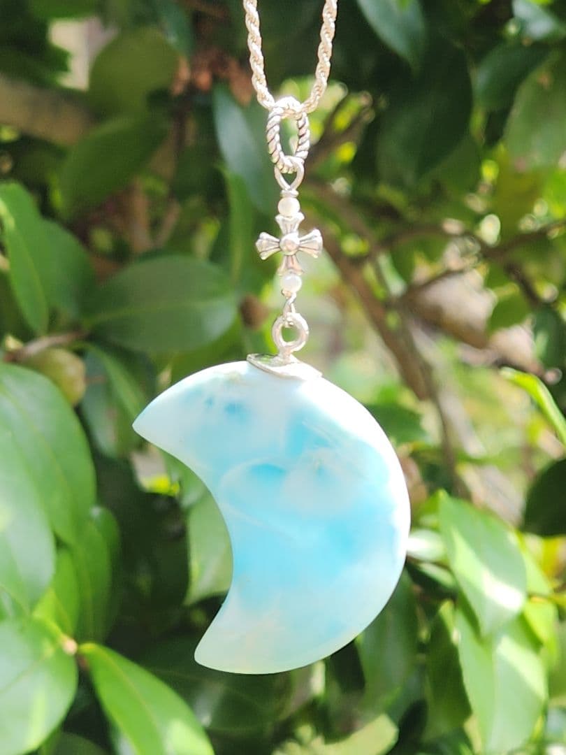 特別価格 handmade ラリマー 三日月 ネックレス