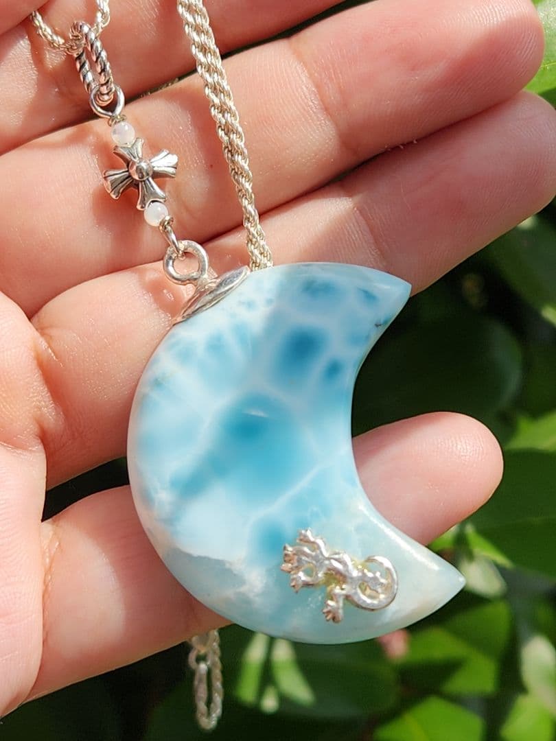 特別価格 handmade ラリマー 三日月 ネックレス