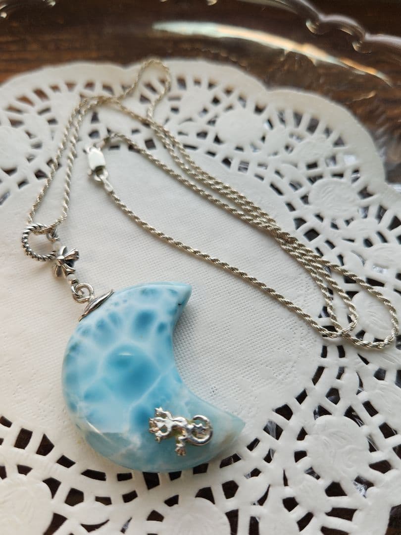 特別価格 handmade ラリマー 三日月 ネックレス