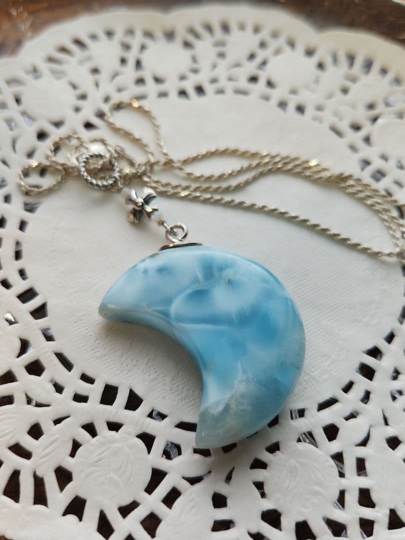 特別価格 handmade ラリマー 三日月 ネックレス