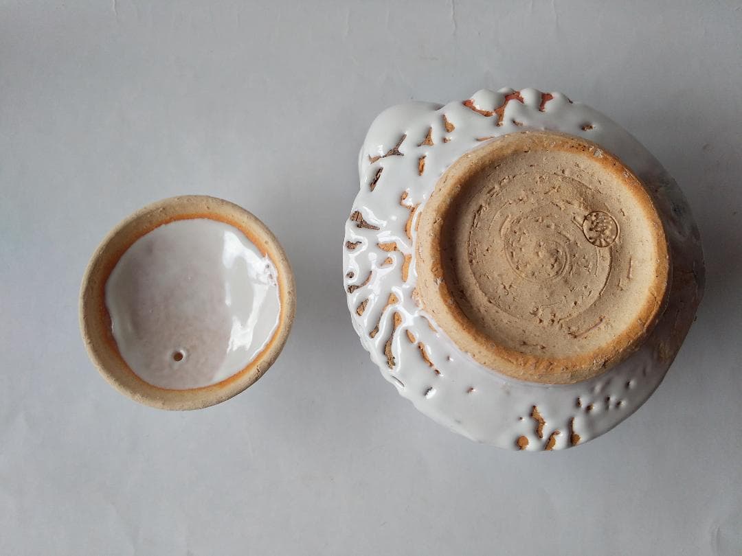 希少品 鬼萩 萩碗 宝瓶 佐々木建 作 萩煎茶器 共箱 煎茶道具 玉露 新品