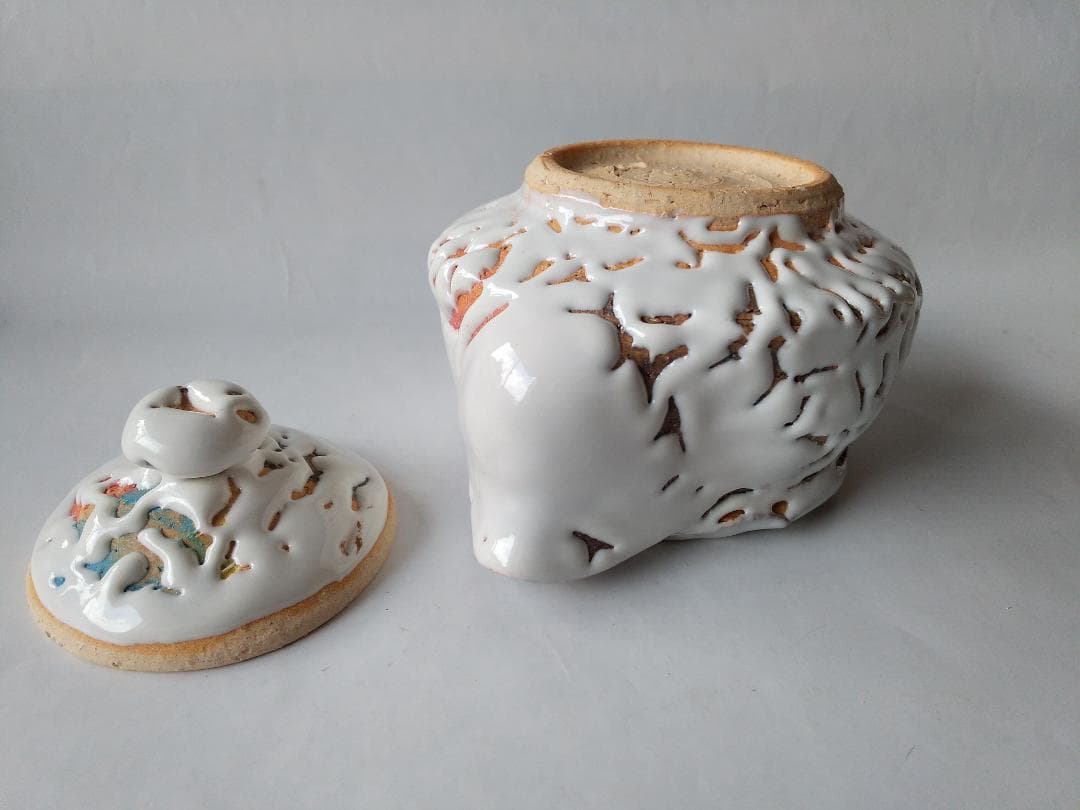 希少品 鬼萩 萩碗 宝瓶 佐々木建 作 萩煎茶器 共箱 煎茶道具 玉露 新品