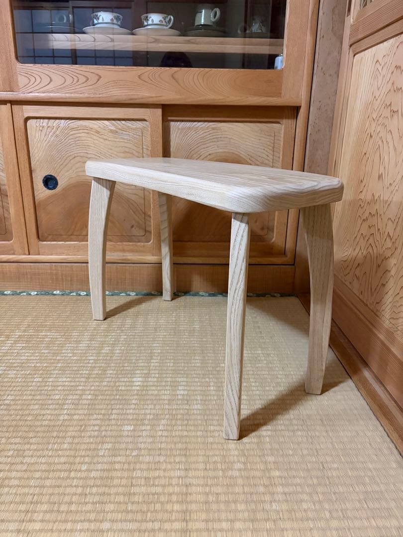 1380建具屋58年のおじいさんの手作り木製サイドテーブル、イス、スツール