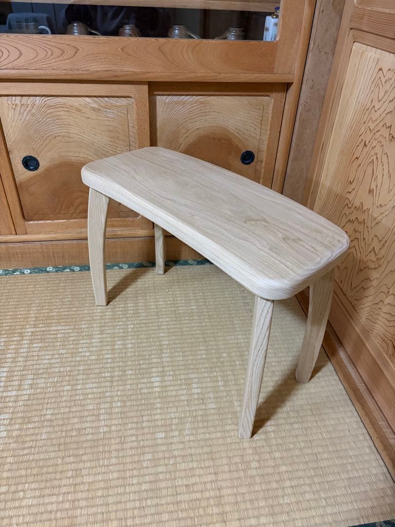 1380建具屋58年のおじいさんの手作り木製サイドテーブル、イス、スツール