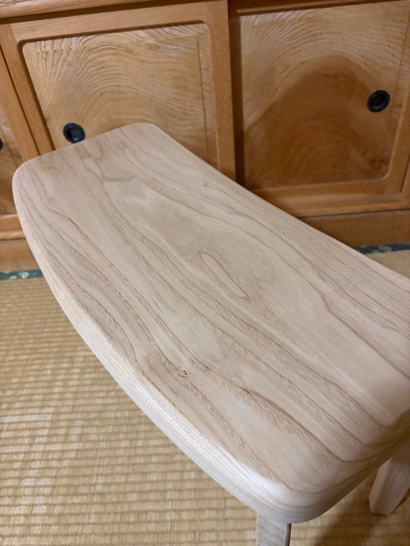 1380建具屋58年のおじいさんの手作り木製サイドテーブル、イス、スツール