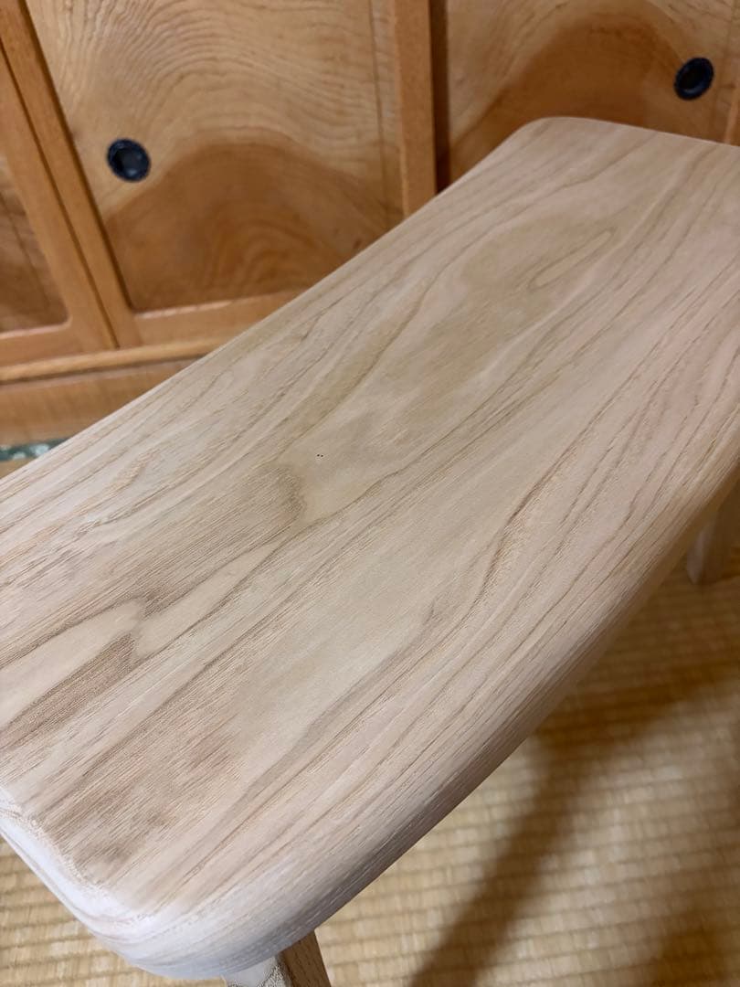 1380建具屋58年のおじいさんの手作り木製サイドテーブル、イス、スツール