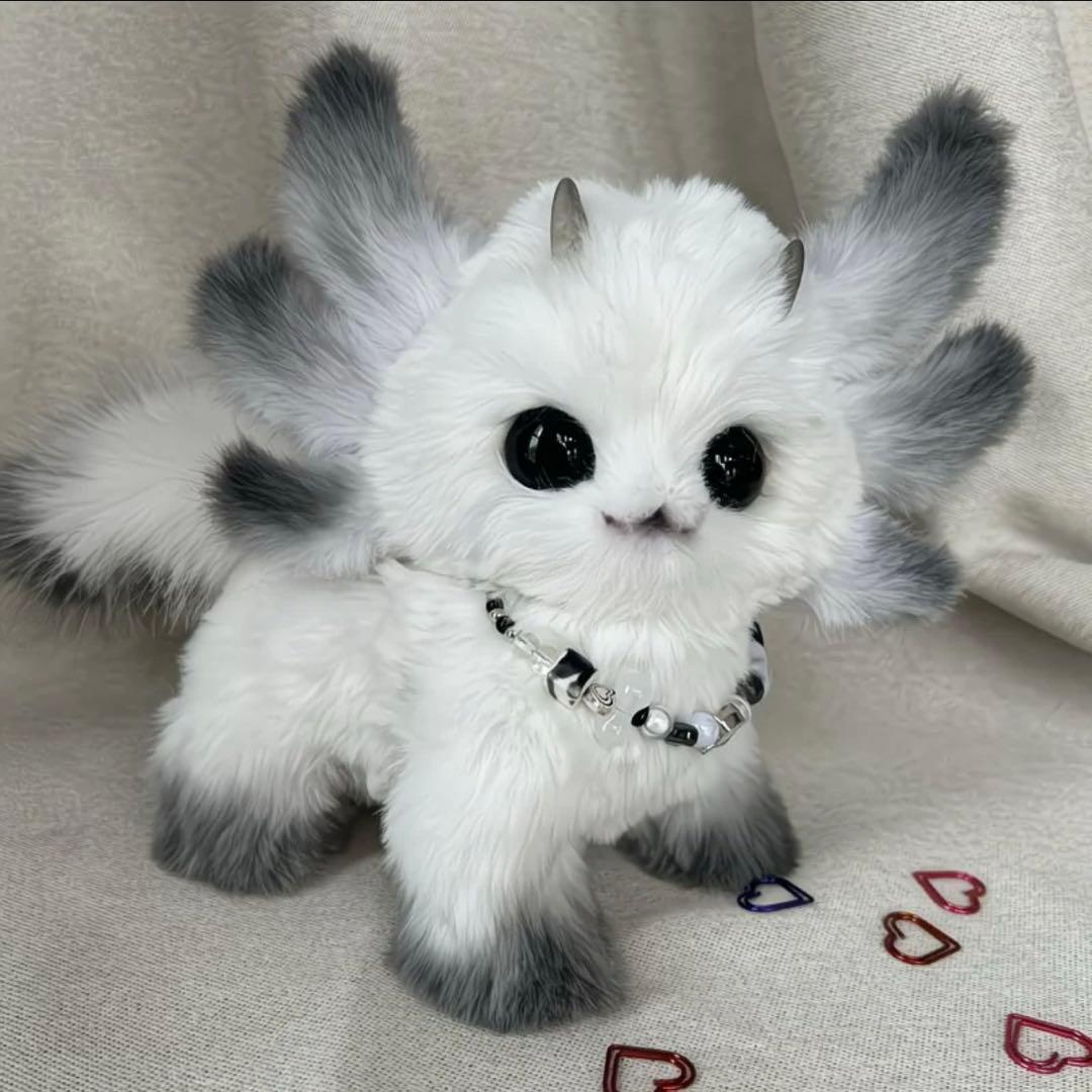 新品 ファンタジーキャット ファンタジー生物 ぬいぐるみ 幻想生物 黒天使猫