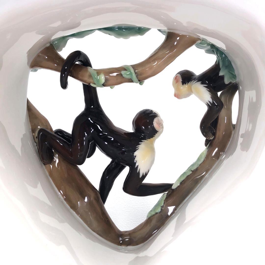 【大型・美品・箱付き】フランツ／親子のモンキー フラワーベース