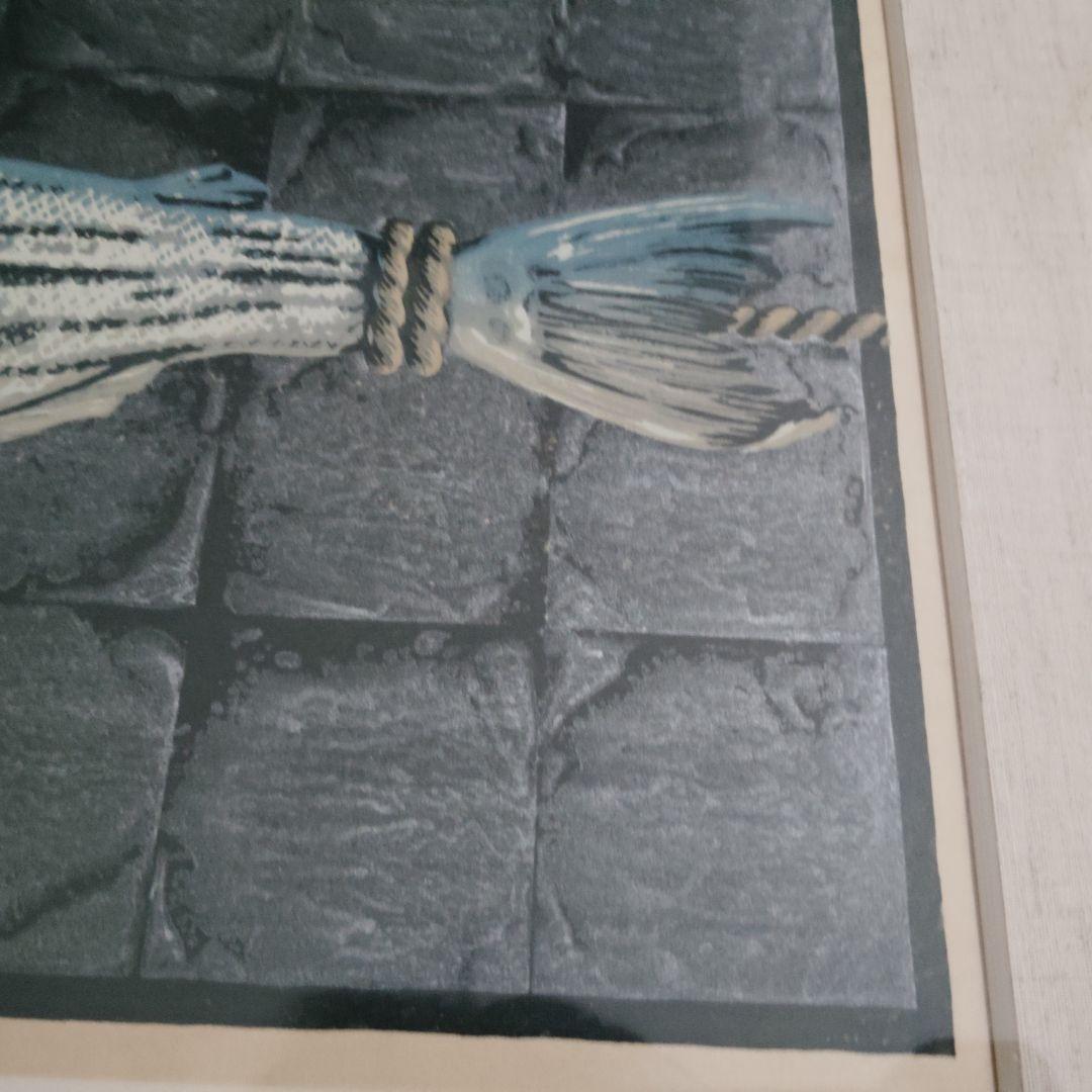 【真作】大本靖「寒塩引」木版画 額装 エディション 直筆サイン入り 鮭絵