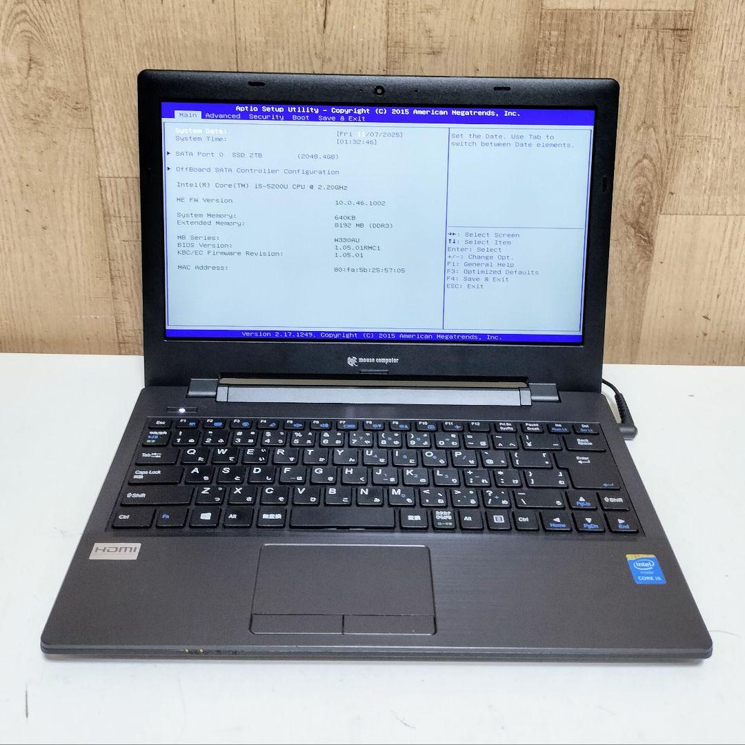 mousecomputer Corei5 8GB SSD2TB ジャンクOSなし