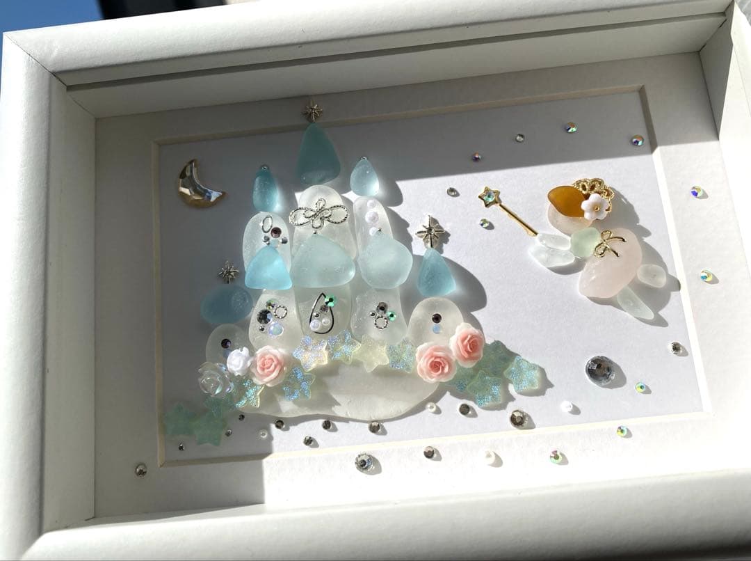 シーグラスアート　「お城と妖精♡」