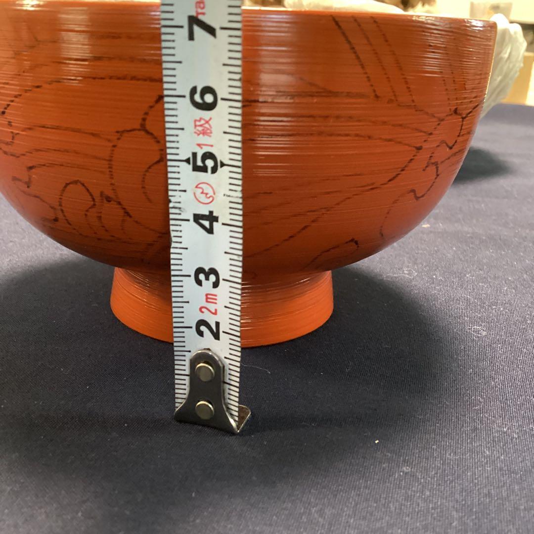 木乾洗朱金銀波千鳥椀5客　　　新品未使用