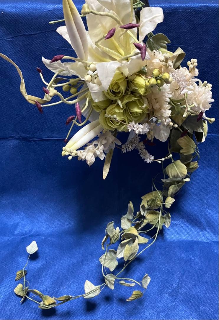 布花　染め花　アートフラワー　シックな吊るし飾り布花　4点セットおまとめ売り