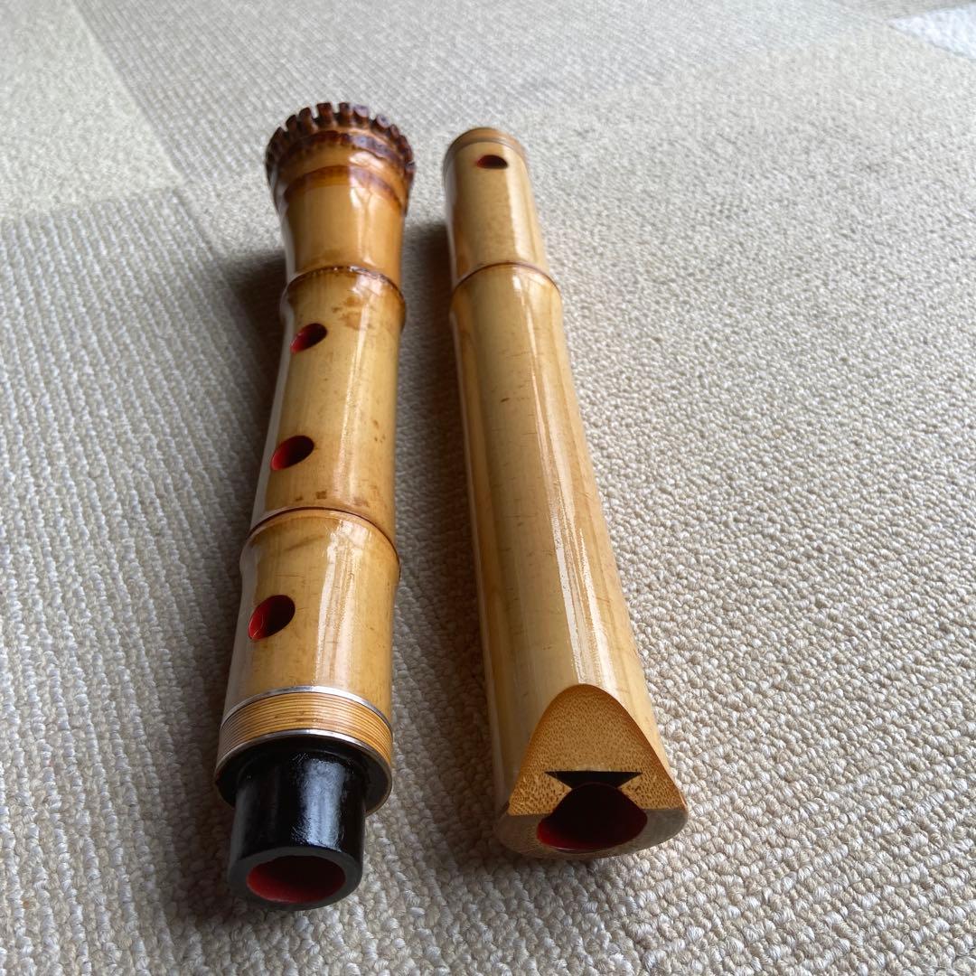 208 ⭐️尺八眞山銘　一尺ハ寸管　眞山銘三印最高級品