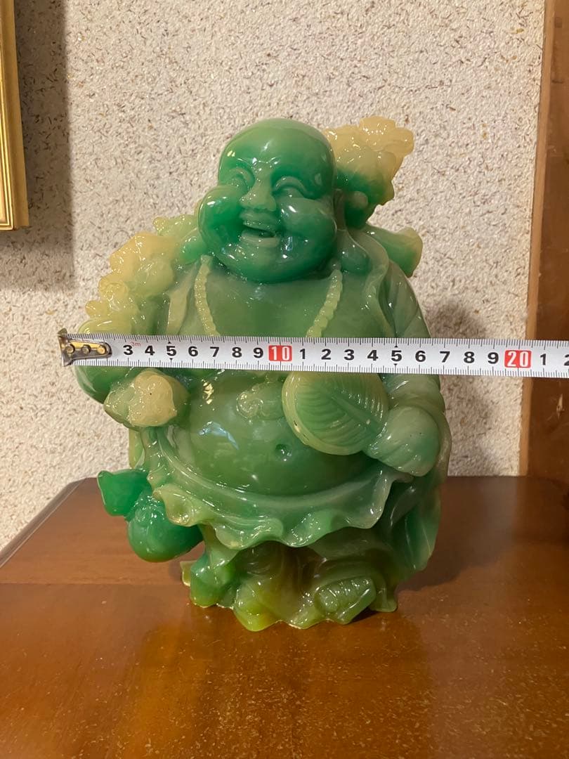 翡翠　布袋様　置物　中古　縁起物