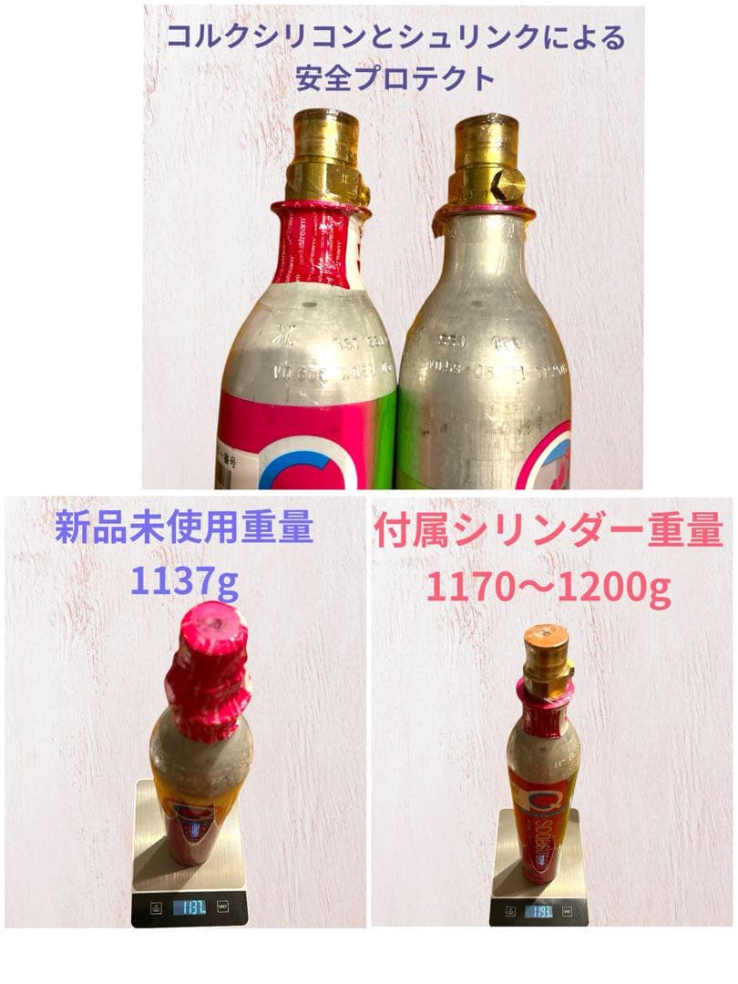 ソーダストリームTERRA (W) 専用ガスシリンダー2本　1L未使用ボトル1本