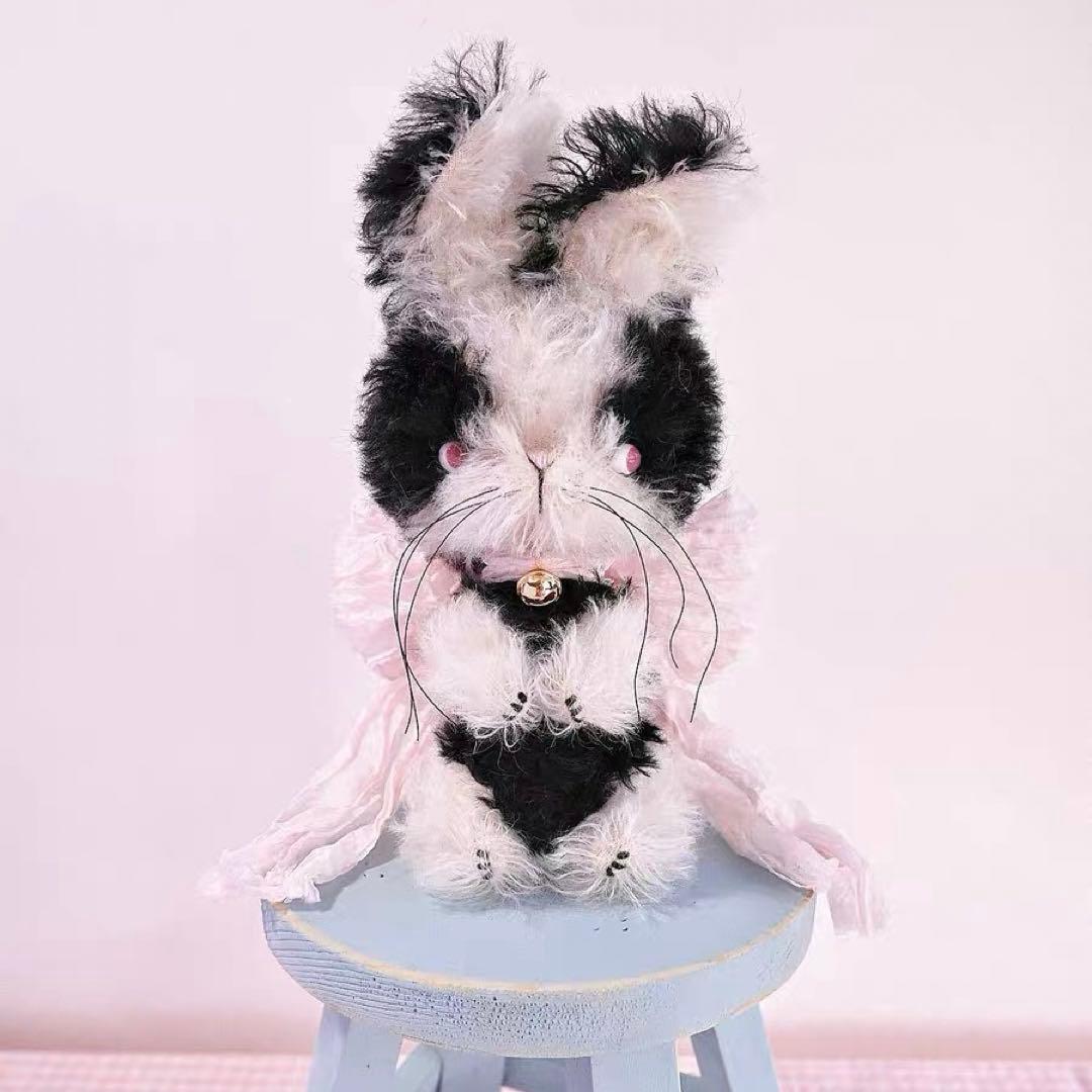 甘えん坊黒兎ちゃん アーティストベア テディバニー ぬいぐるみ ハンドメイド