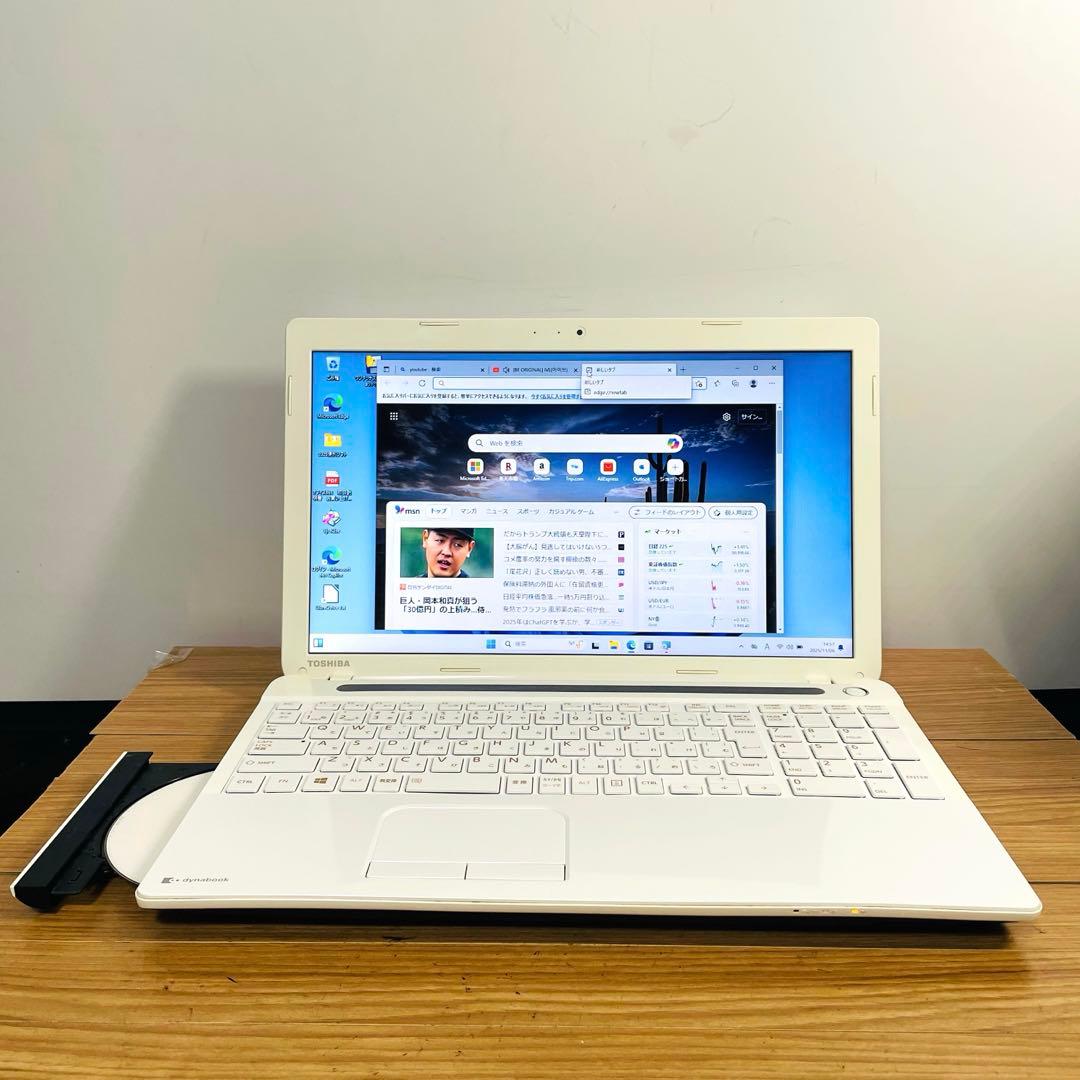 すぐ使える設定済みSSD東芝ノートパソコンWindows11オフィスカメラDVD