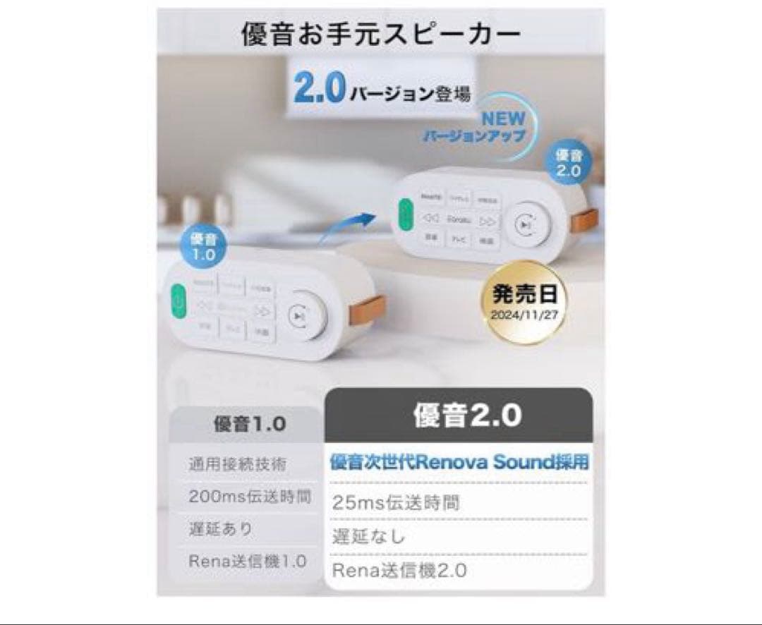 手元スピーカー❤️テレビ　ワイヤレス　優音　遅延なし　3役