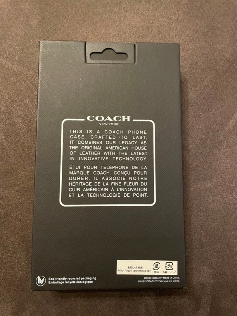 【新品未使用】COACH スマホケース 手帳 iPhone14 シグネチャー 黒