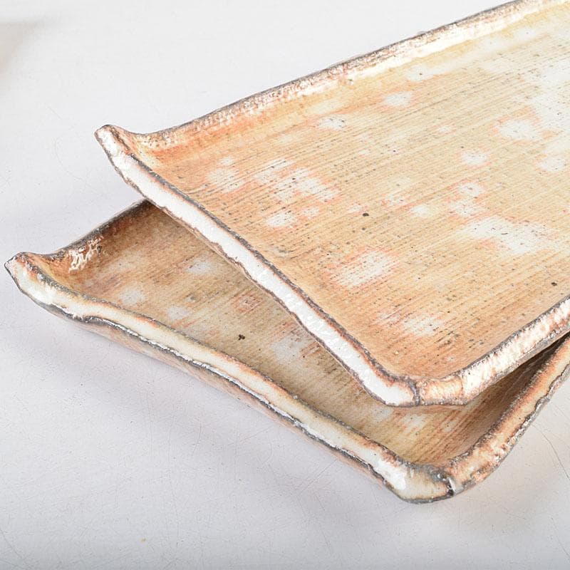 和食器　茶懐石　熊本喜一作　粉引　陶皿　銘々皿　五客　共箱　V　8917