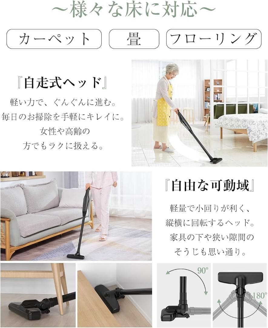 掃除機 コードレス ハンディクリーナー2WAY軽量進級版・15000pa強力吸引