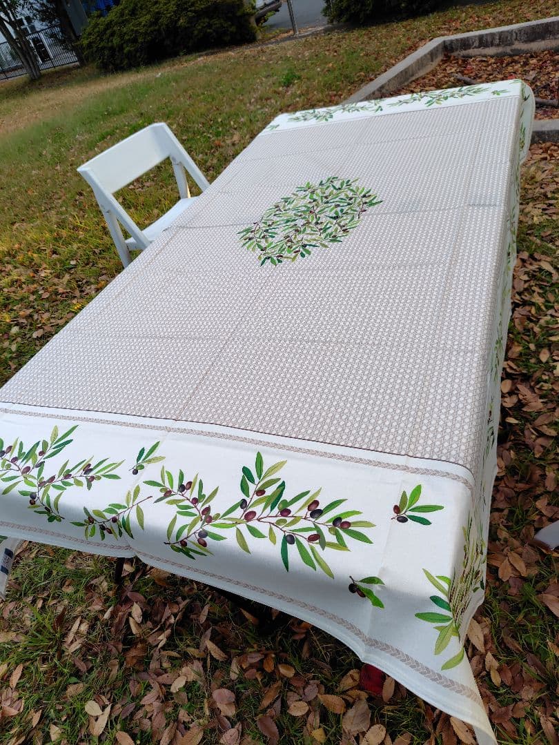 S38 南仏プロバンスプリント テーブルクロス ミラボーグリーン