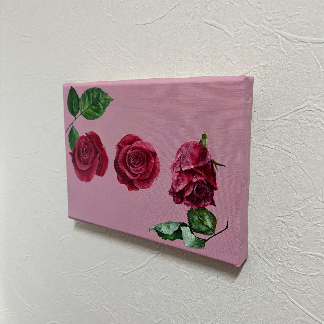 アクリル画　原画　手描き　バラ　インテリア　キャンバス　SM号