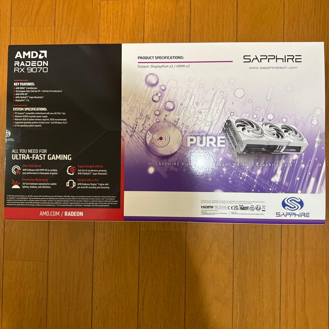 グラフィックボード・グラボ・ビデオカード SAPPHIRE PURE Radeon RX 9070 GAMING OC