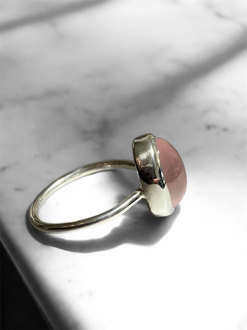 ハンドメイド　シルバーリング　ローズクォーツ 12号Charch jewelry