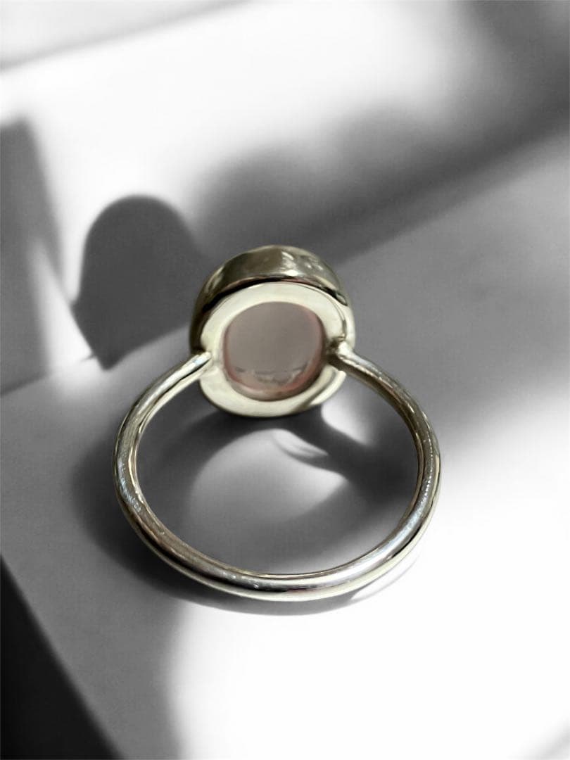 ハンドメイド　シルバーリング　ローズクォーツ 12号Charch jewelry
