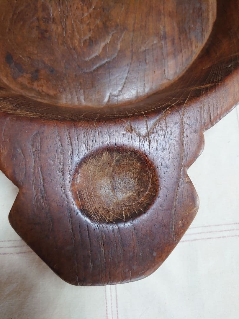 木製 くり抜き　チーク　ボウル　ディスプレイ　インテリア　大鉢