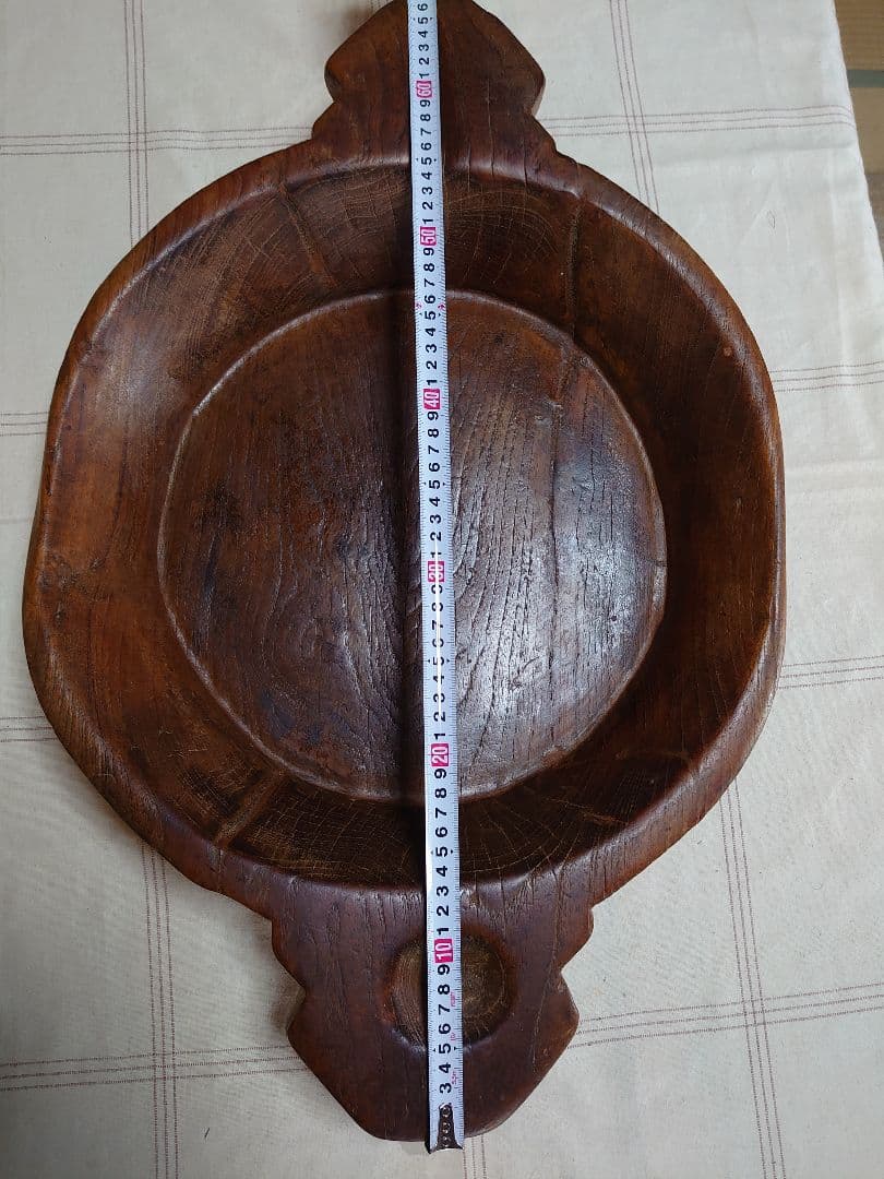 木製 くり抜き　チーク　ボウル　ディスプレイ　インテリア　大鉢