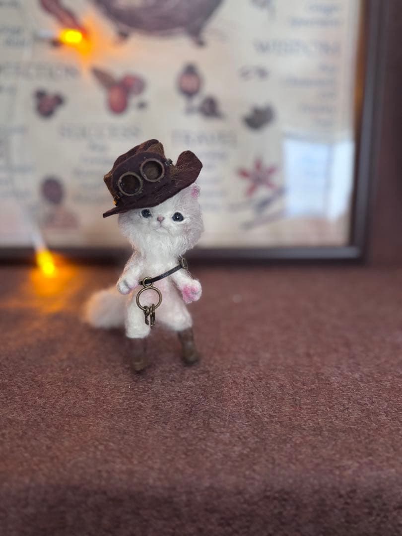 アートドール　スチームパンク猫No.078　羊毛フェルト