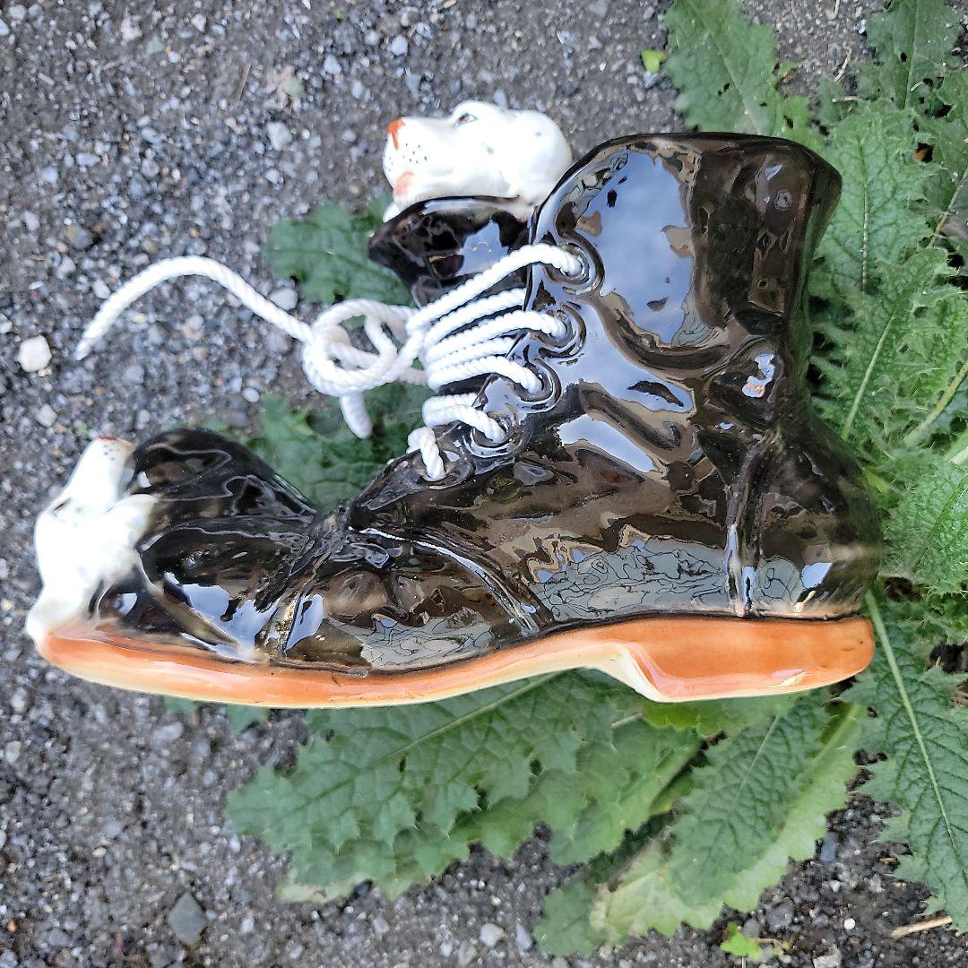 大型ガーデンオブジェ　プランター　置物　犬のフィギュア付き　ヴィンテージ