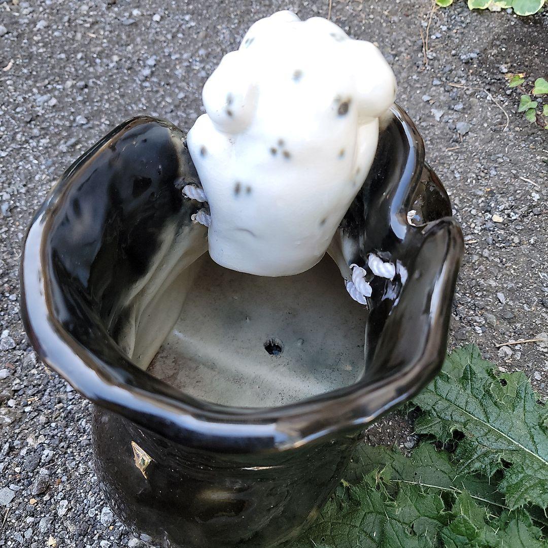 大型ガーデンオブジェ　プランター　置物　犬のフィギュア付き　ヴィンテージ